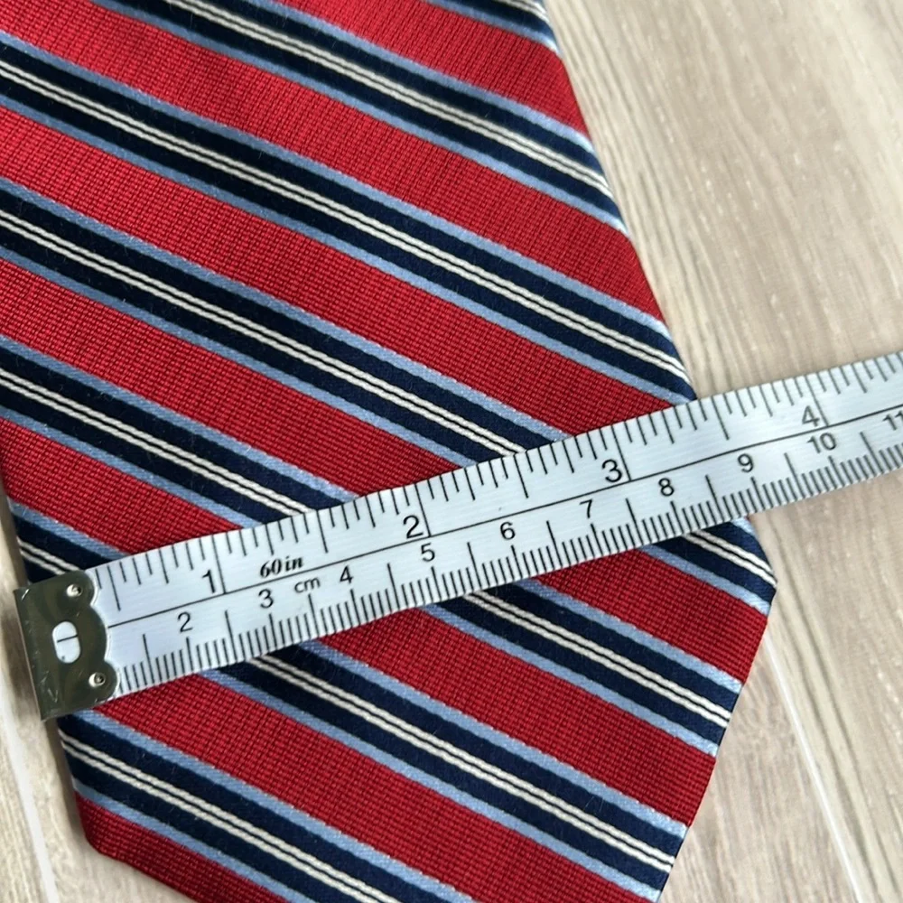 Nautica Red and Blue Striped Men's Silk Tie